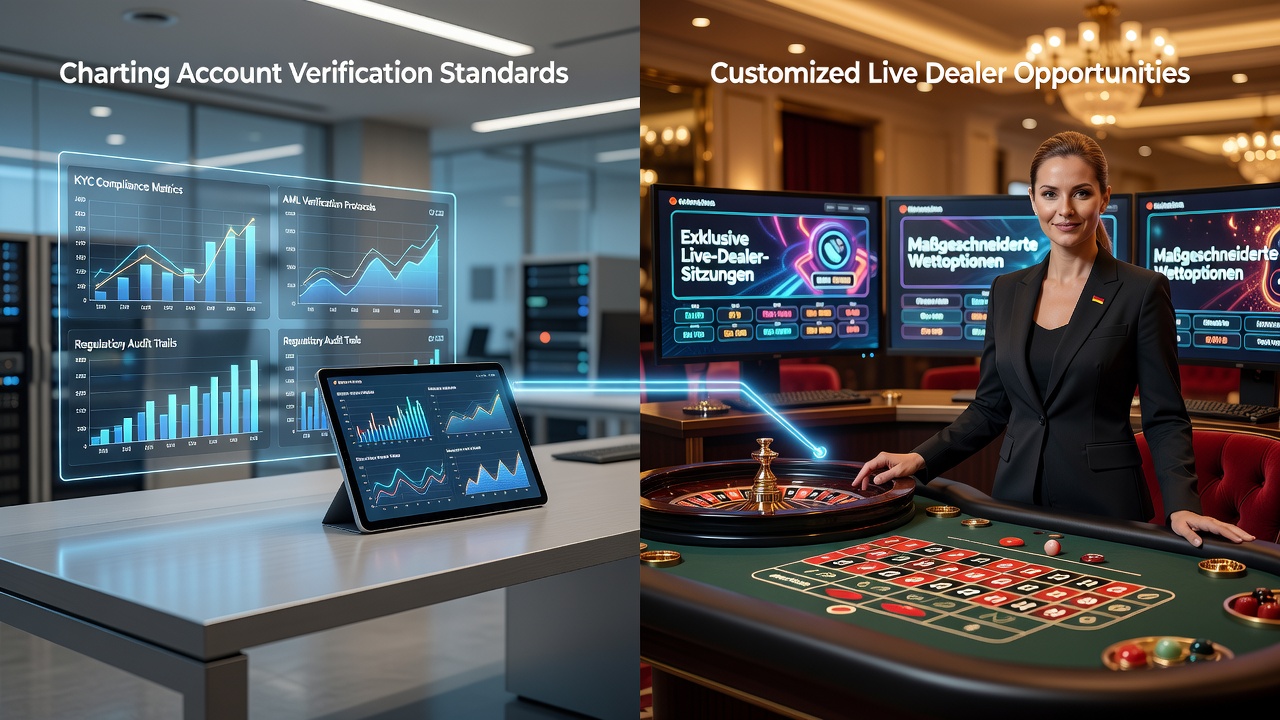 Illustration der Kontenverifizierung und Live-Dealer-Integration in deutschen Casinos