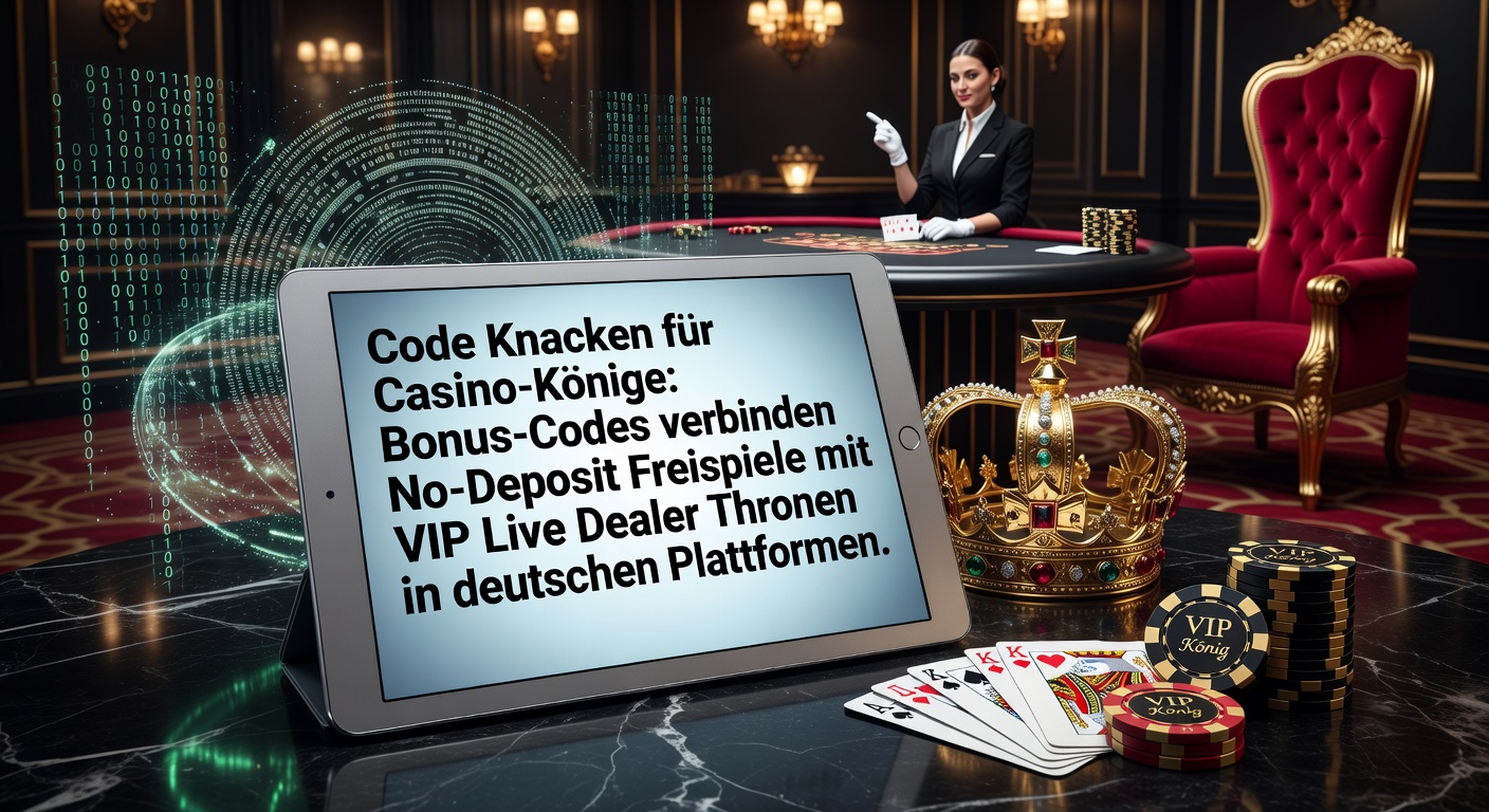 Visuelle Darstellung von verschlüsselten Bonus-Codes, die Free Spins mit VIP-Live-Dealer-Sessions in deutschen Online-Casinos verbinden