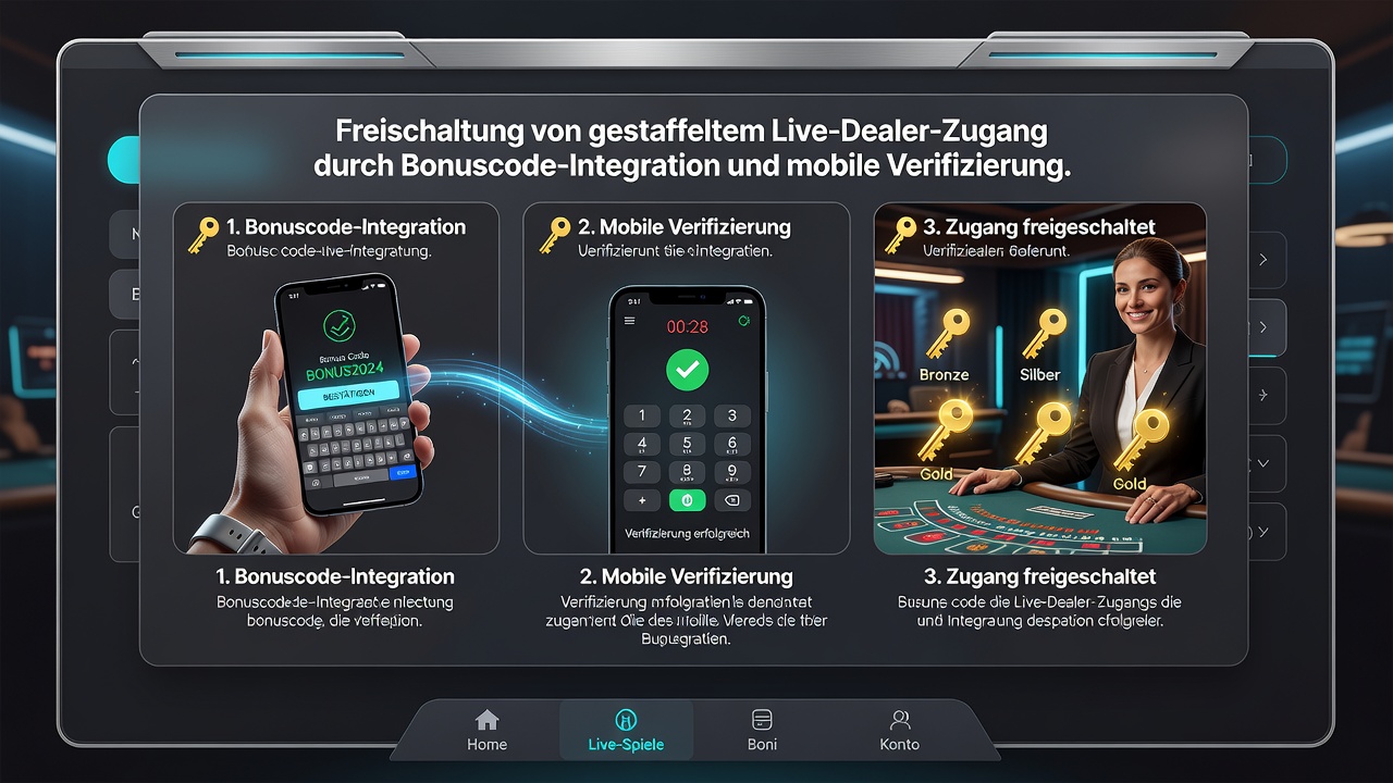 Darstellung von gestaffelten Live-Dealer-Tischen mit mobiler Verifizierung in deutschen Casinos